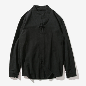 20秋冬大码日系风盘扣棉麻汉服衬衫立领亚麻外套男 C33/P65图片