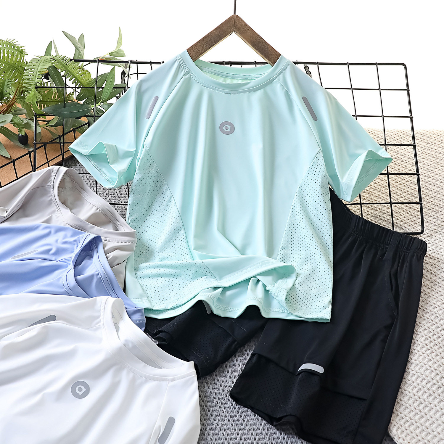 儿童夏季套装男童青岛童装中大童短裤速干速干衣短袖服装冰丝套装
