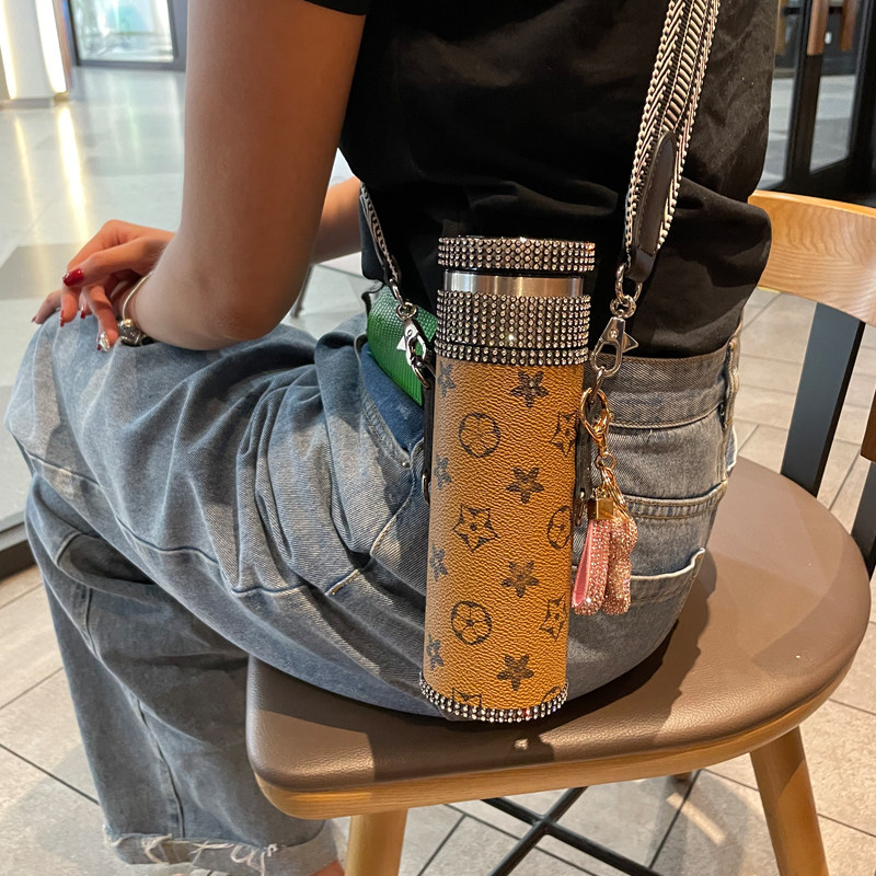 保温杯女士高颜值便携斜挎宽肩带杯子智能304不锈钢ins水钻水杯,餐饮具,保冷/保温杯,淘宝优惠券,粉丝福利购,淘宝优惠卷