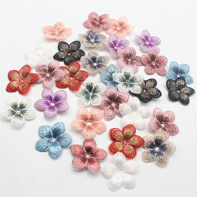 五瓣花刺绣布贴补丁DIY饰品配件