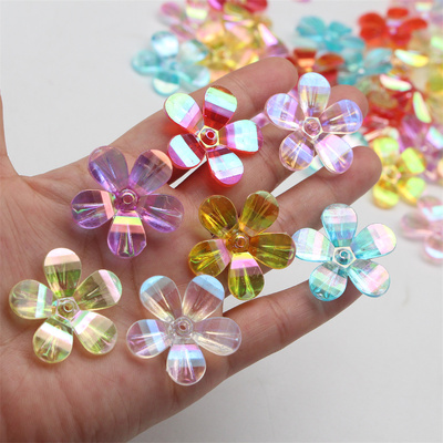 30MM多彩芙蓉花五叶花瓣材料亚克力DIY手工编织材料花束配件散珠