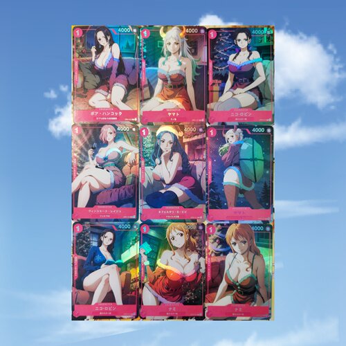 opcg自制 女帝娜美罗宾大和蕾玖薇薇 圣诞篇 折光彩闪9张 59*86mm