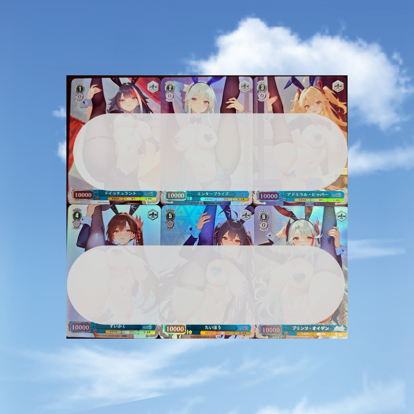 WS自制碧蓝航线美女妹子们の瑜伽一字马 一组6张 折光彩闪63*88mm