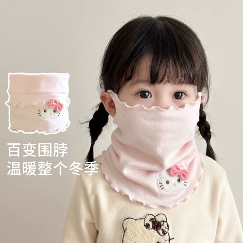 K猫女宝棉质保暖挂耳围巾