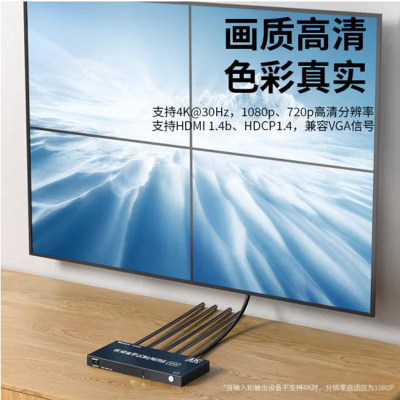 毕亚兹 HDMI/VGA视频画面拼接器 多屏宝一进四出 高清4K电视屏幕拼接屏控制器 4路视频融合处理器 KVM26