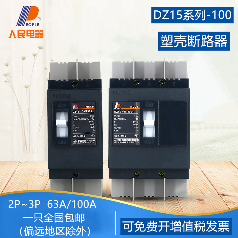 DZ15塑壳断路器2P3P63A空气开关100A220V380V80A空开 电子/电工 空气开关 原图主图