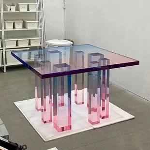 渐变炫彩亚克力异形染色家具茶几桌腿桌盒子隔板广告装饰装修定制