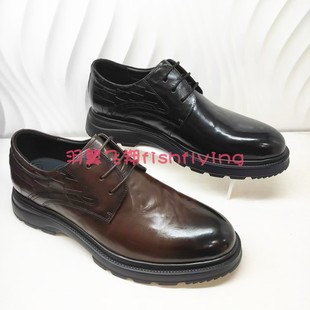 ML244095哈森专柜正品正装男鞋2024秋季新系带咖啡色百搭皱纹皮鞋