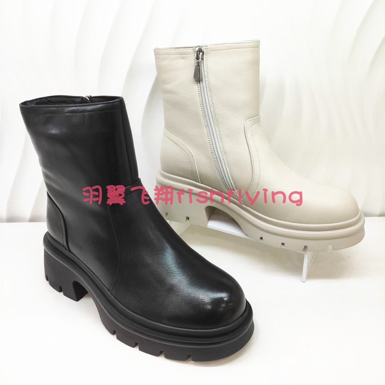 KA242002卡迪娜专柜正品2024冬靴羊毛里粗方跟厚底保暖女短靴40码
