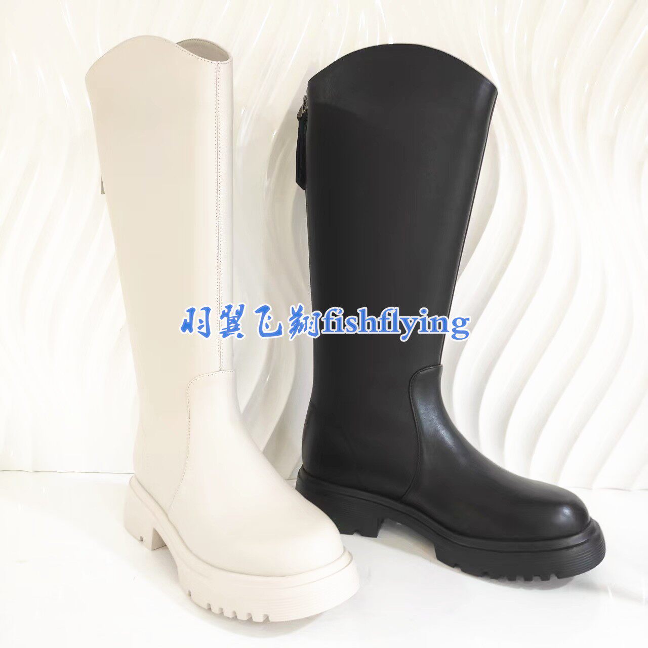 HA257157正品Harson/哈森2025冬季高筒骑士靴V口圆头粗跟真皮女靴