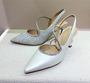 哈森HARSON专柜正品2023春夏新款细高跟尖头后空女单鞋HM237105