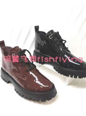 专柜正品哈森2021秋季新款厚底深口系带牛漆皮休闲女单鞋HL17152