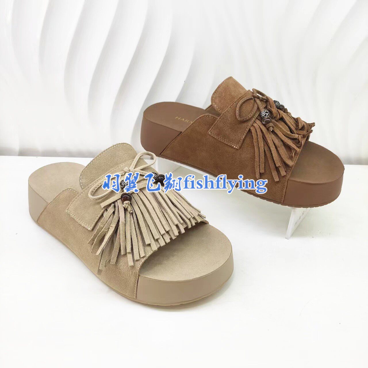 HM264103正品Harson/哈森26夏新一脚蹬流苏舒适休闲外穿女凉拖鞋