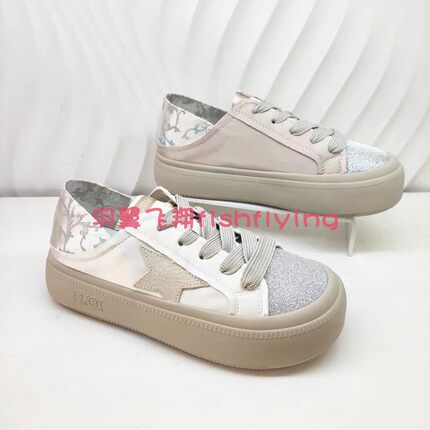 KCL242401卡迪娜专柜正品24春秋季系带休闲星星银粉休闲女学生鞋