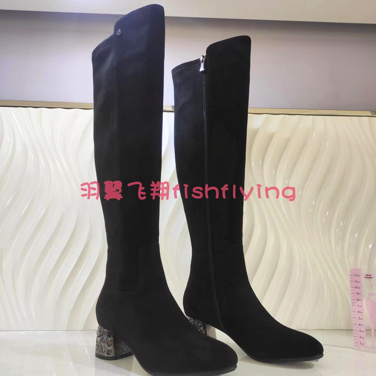 哈森harson专柜正品2022年冬新款简约粗中跟高筒过膝女靴ha227168