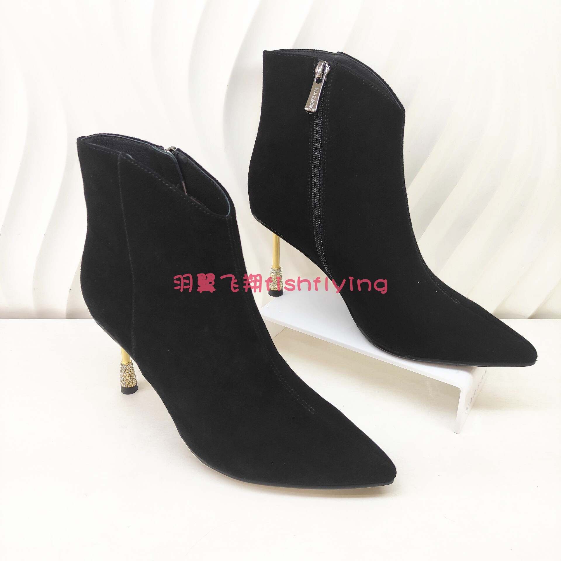 哈森harson女鞋专柜正品2022冬新款细高跟时装女短靴冬靴ha227105