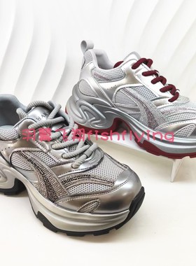 HCS251605哈森专柜正品2025春季新款休闲厚底网面老爹鞋女运动鞋