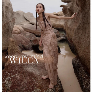 原创设计拼接不规则秀款个性高级感吊带长款连衣裙裙美人鱼纱裙