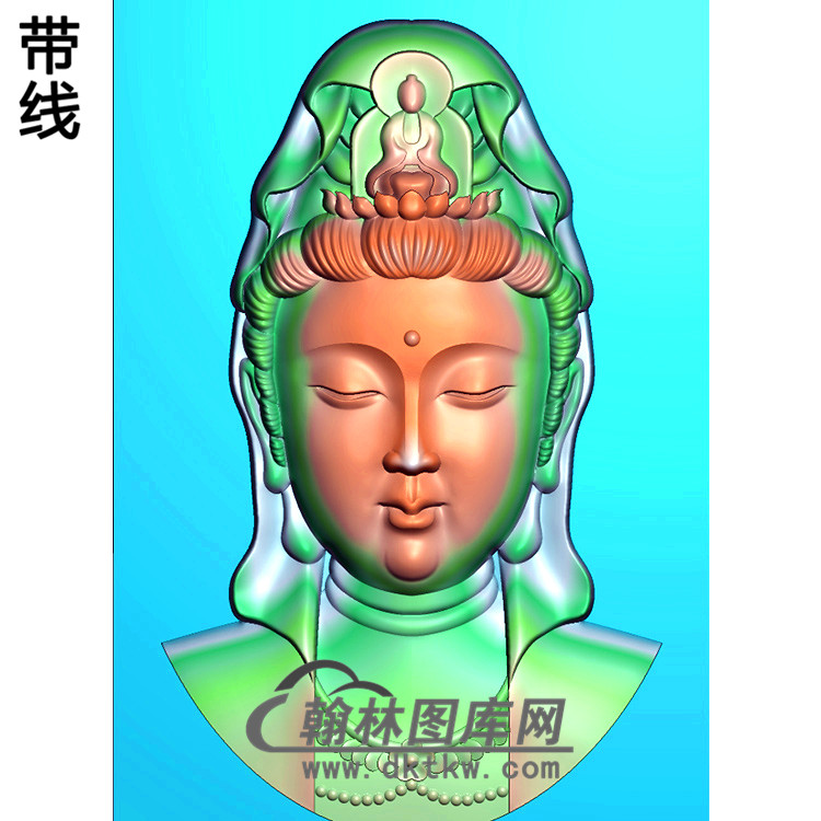 观音菩萨头像bgy-625精雕图浮雕图玉雕木雕图灰度图jdp/bmp/46牌