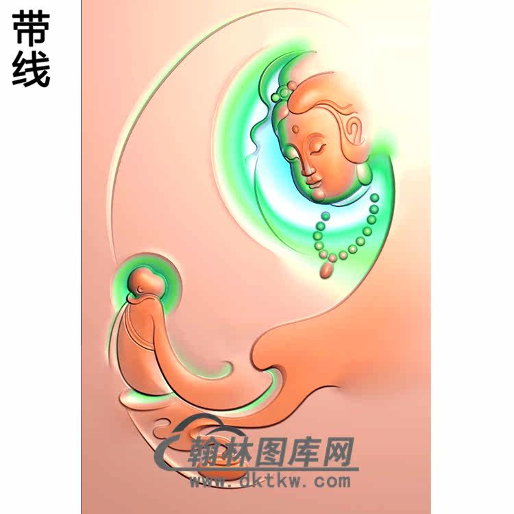 观音菩萨头像bgy-609精雕图浮雕图玉雕木雕图灰度图jdp/bmp/46牌
