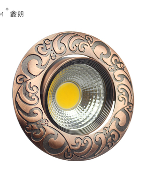 新中式天花灯红古铜仿古射灯青古铜复古典3W5W7WCOB筒灯LED牛眼灯