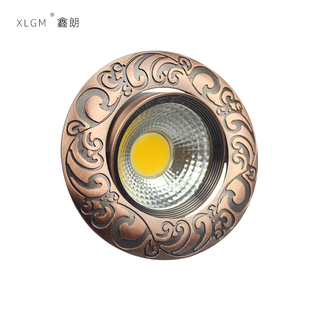 新中式天花灯红古铜仿古射灯青古铜复古典3W5W7WCOB筒灯LED牛眼灯