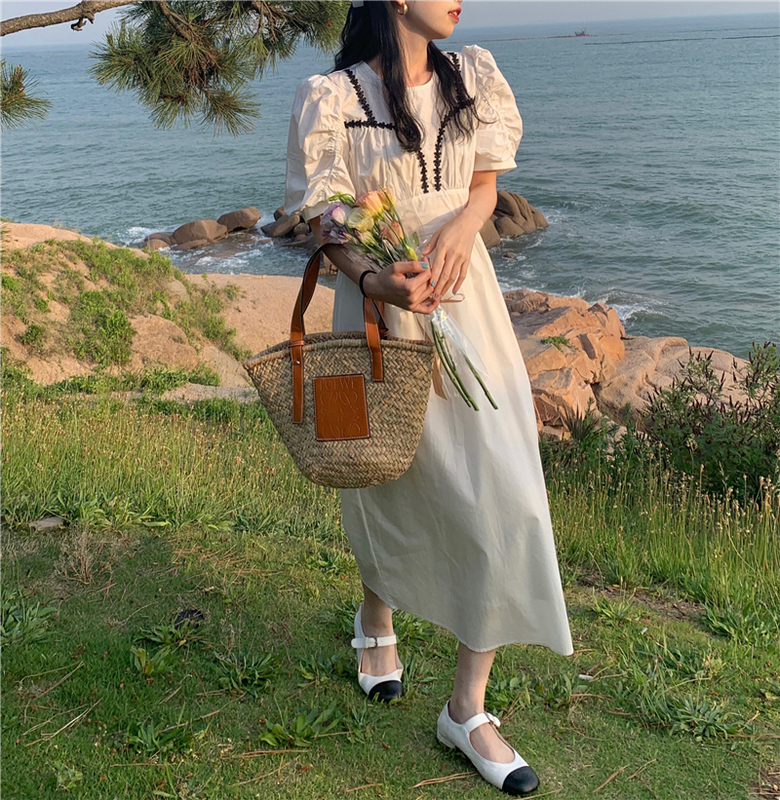 Real price ~ French Chic pleated bubble sleeve dress