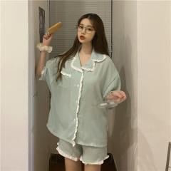 Korean version sweet agaric edge pajamas and pajamas suit can be worn for leisure