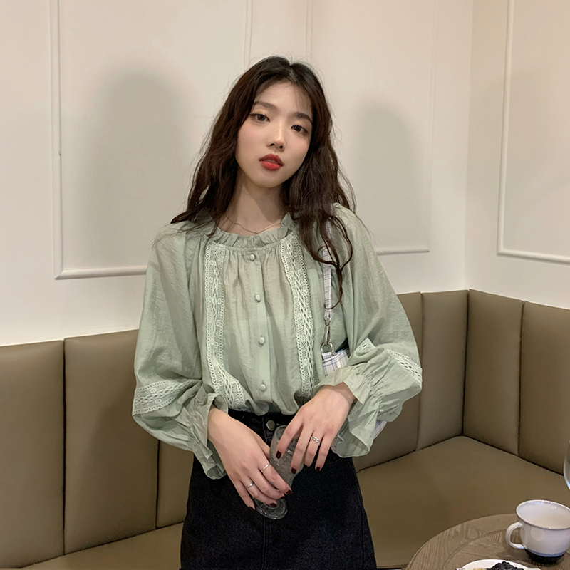 Spot real price ~ Spring chic niche stitching shirt cardigan top