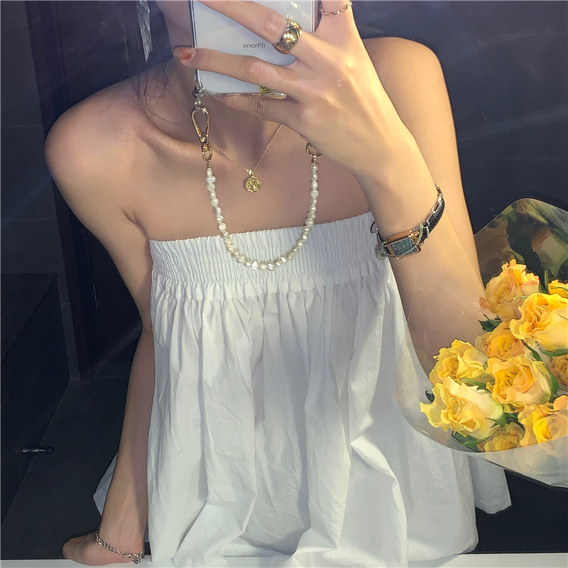 Real price ~ Sexy elastic bra off shoulder loose sleeveless shirt + drooping leopard casual pants