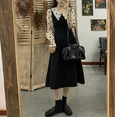 Real price ~ 2021 personalized stitching polka dot dress casual waist down age reducing dress