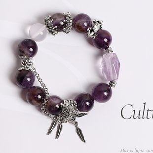 15mm天然紫极光紫水晶手链原创设计款招财转运浓郁紫色调高级感