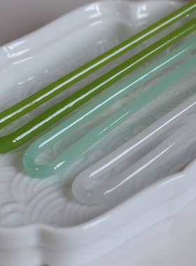 琉璃手工制作仿玉色发钗