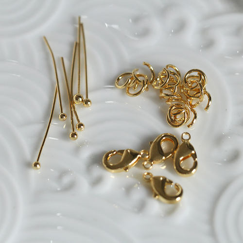 花影梦黄铜镀真金球针开口圈