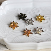 花影梦古风汉服步摇发簪DIY配件头饰品材料 黄铜三层叶纹花托13mm