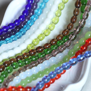 玻璃米形桶珠6 9mm椭圆珠子璎珞耳环手链项链手工配件DIY手作材料