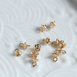 铸铜黄铜保色花朵羊眼钉吊坠手链项链半孔珠连接配件汉服婚庆材料