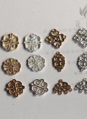 黄铜铸铜方形云朵羊角款间饰耳环挂头*花影梦发簪发饰头饰DIY配件