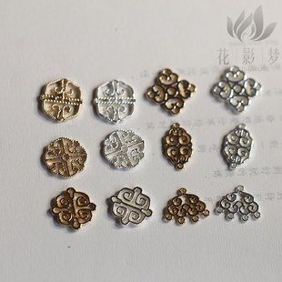 黄铜铸铜方形云朵羊角款间饰耳环挂头*花影梦发簪发饰头饰DIY配件