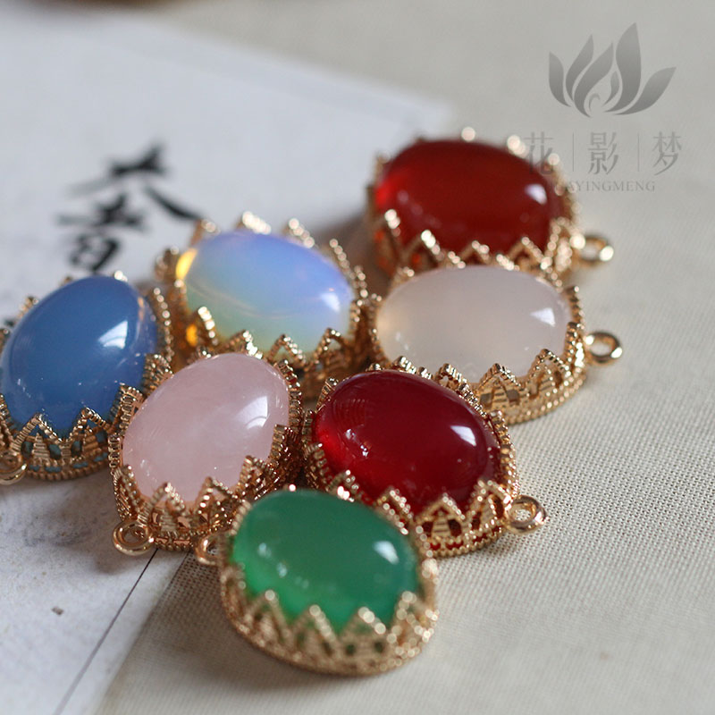 diy粉晶吊坠项链白玛瑙