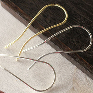 古风步摇发簪DIY配件头饰饰品材料 42mm黄铜质U形大发钗保色 104