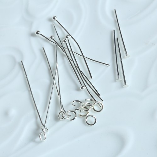 黄铜镀银色9针T针球针开口圈手链项链发簪材料花影梦汉服婚庆配件