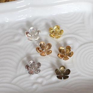 花影梦古风步摇发簪DIY配件头饰品材料*小号黄铜 五瓣碗桃花10mm