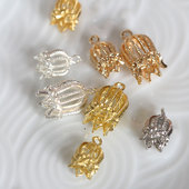 花影梦古风步摇发簪DIY配件头饰品材料 12mm迷你黄铜小鸟笼间饰