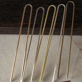 古风步摇发簪DIY配件头饰饰品材料 黄铜U直双直发钗发插