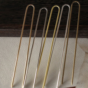 古风步摇发簪DIY配件头饰饰品材料*黄铜U直双直发钗发插