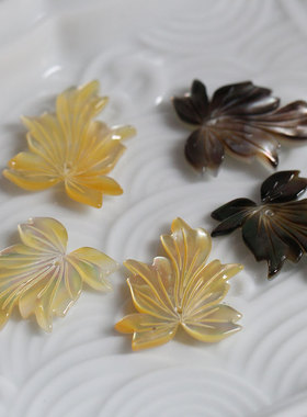 花影梦黄黑蝶贝牡丹叶玉簪花材料