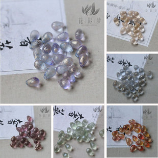 6*9mm捷克进口蚀刻水滴珠横孔*花影梦发簪发饰头饰DIY配件