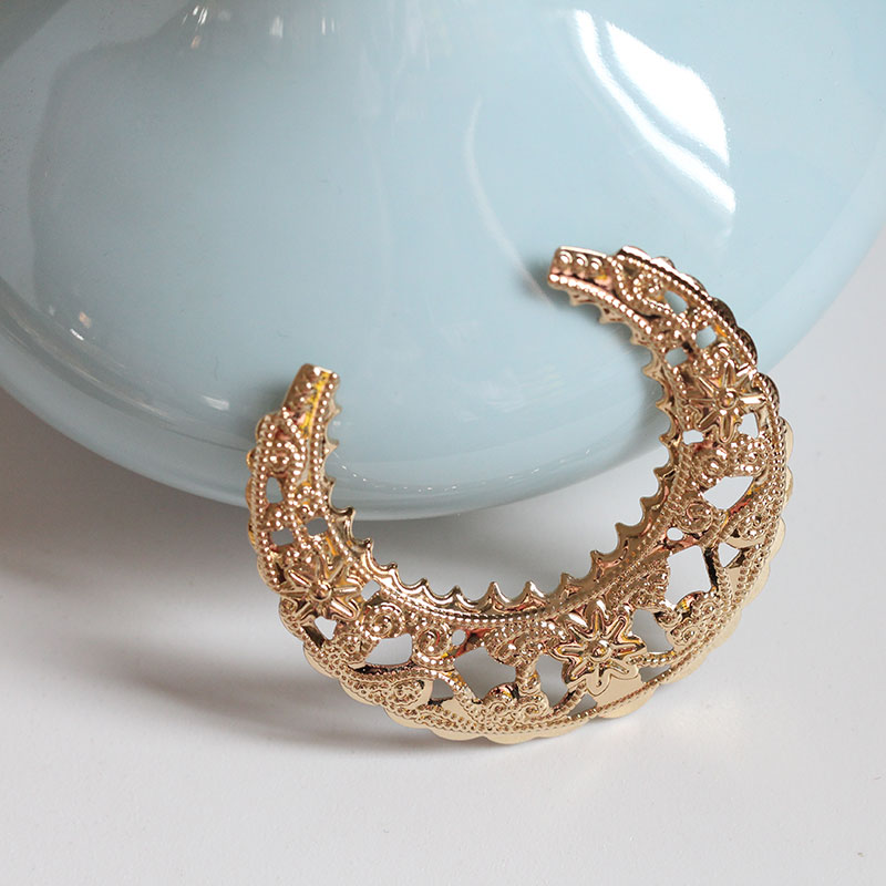 黄铜保色月亮花片簪古风发簪diy材料配件花影梦汉服婚庆唐风镀金