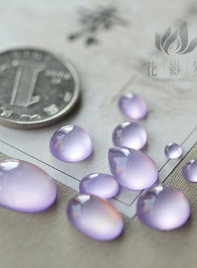 花影梦发簪发饰头饰DIY配件*树脂仿玛瑙戒面-浅紫色